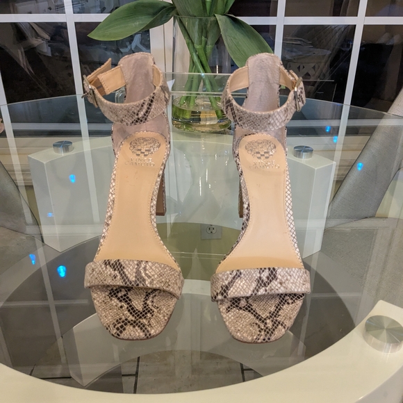 Vince Camuto Bendiva Leather Snakeskin Heels Sz 9 - Picture 1 of 8